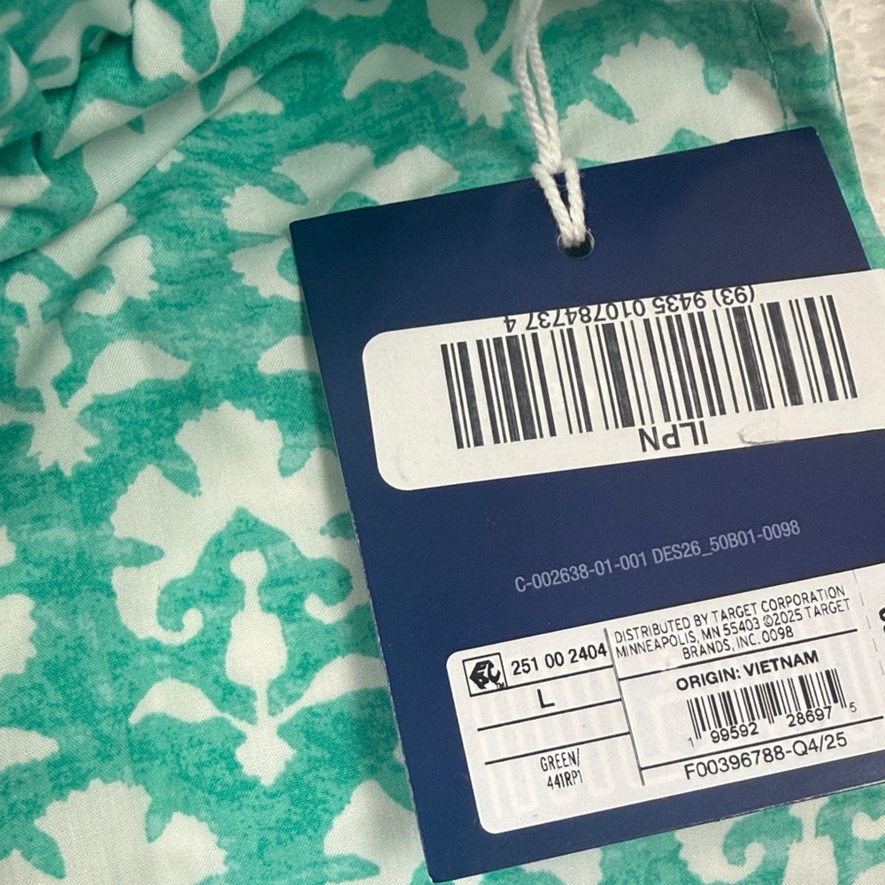 Roller Rabbit Teal and White Patterned Scalloped … - image 6